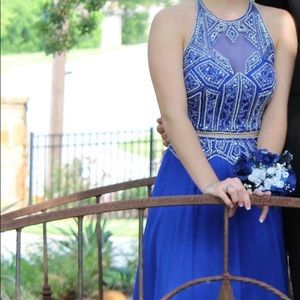 Beautiful Royal Blue Two Piece Formal Gown